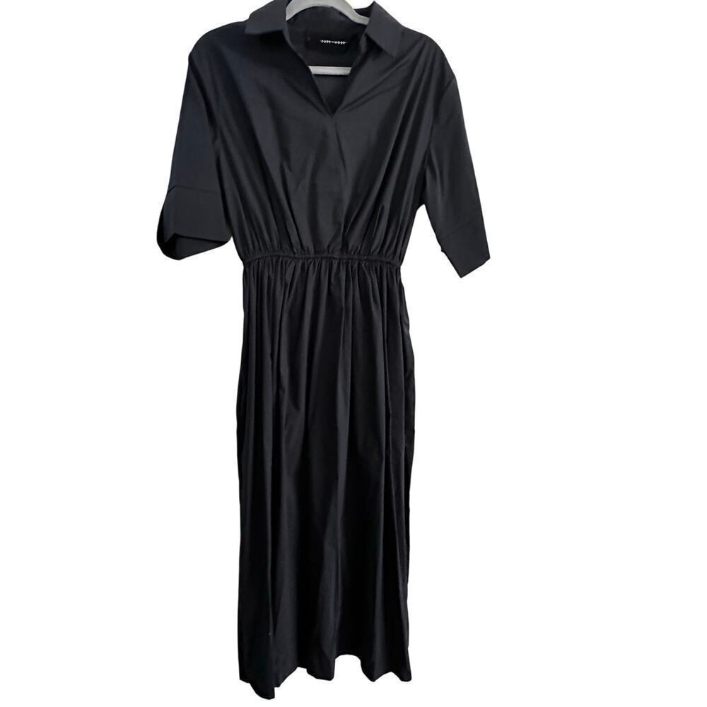 Code X Mode Women's blue Cotton Blended Collared Midi Dress Size Medium